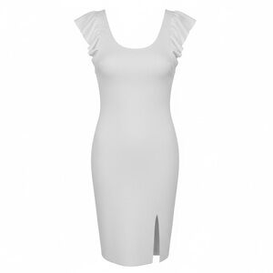 Express White Midi Sheath Dress with Ruffled Sleeves Size S